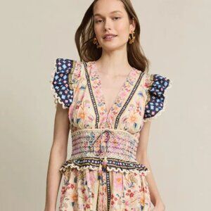 Farm Rio Superbloom Tapestry Cream Maxi Dress Size Small